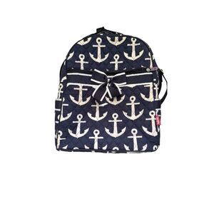 N Gil Nautical Anchor backpack Navy & white Medium size  gingham lining